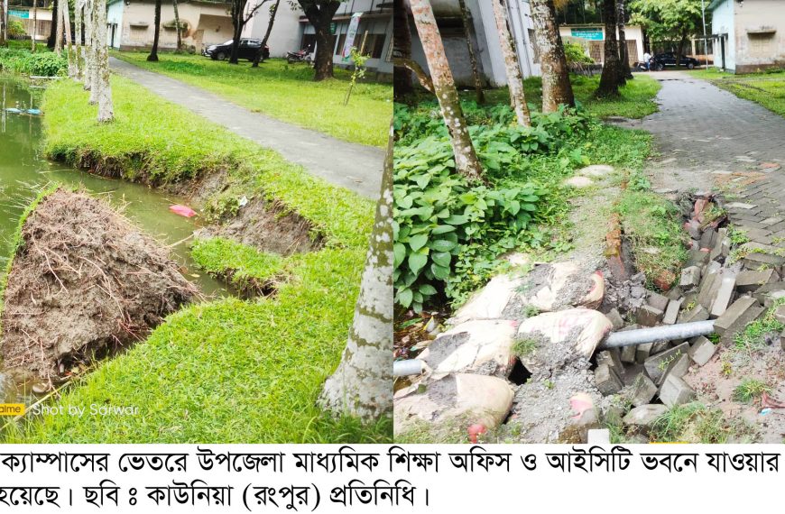 কাউনিয়া উপজেলা ক্যাম্পাসে জনগুরুত্বপূর্ণ সড়কে ভয়াবহ ভাঙন