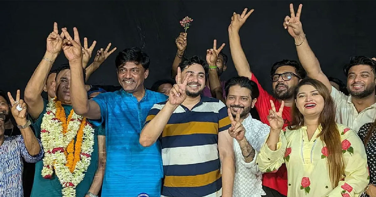 চলচ্চিত্র শিল্পী সমিতির সভাপতি শিবা সানু ও সম্পাদক জয় চৌধুরী