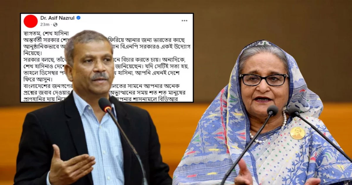 ডিসেম্বর পর্যন্ত অপেক্ষা কেন, এখনই দেশে ফিরে আসুন: শেখ হাসিনাকে আসিফ নজরুল