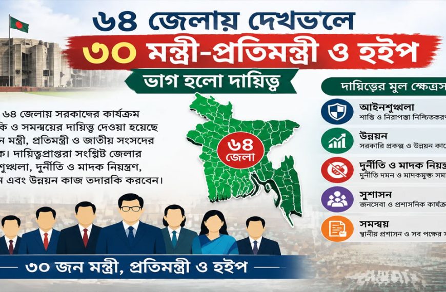 সারাদেশে আইনশৃঙ্খলা ও উন্নয়ন দেখভালের দায়িত্বে মন্ত্রী, প্রতিমন্ত্রী ও হুইপদের