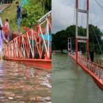 কাপ্তাই হ্রদের পানি বেড়ে ঝুলন্ত সেতু ডুবেছে, বাঘাইছড়ির নিম্নাঞ্চল প্লাবিত