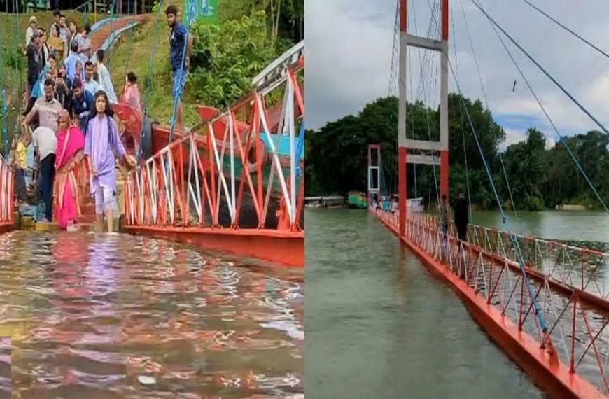 কাপ্তাই হ্রদের পানি বেড়ে ঝুলন্ত সেতু ডুবেছে, বাঘাইছড়ির নিম্নাঞ্চল প্লাবিত
