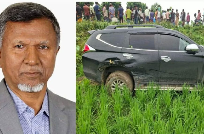 শিবগঞ্জে বধির বৃদ্ধা নারীকে বাঁচাতে গিয়ে দুর্ঘটনায় জনপ্রশাসন প্রতিমন্ত্রীর গাড়ি