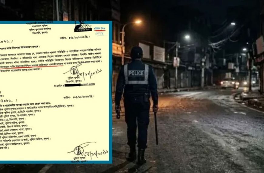 খুলনায় পুলিশ সদস্যদের ব্যক্তি নিরাপত্তায় রাতে একা না চলার নির্দেশ