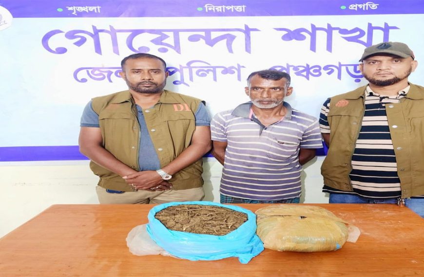 বোদায় চার গাঁজাসহ হারুন আটক